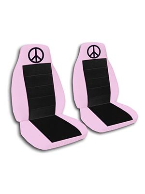 Black and Cute Pink Peace Sign Car Seat Covers