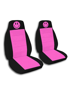 Hot Pink and Black Smiley Car Seat Covers