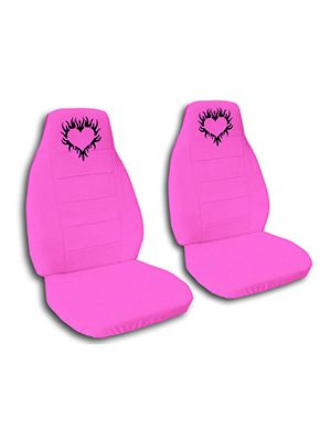 Hot Pink Heart Flames Car Seat Covers
