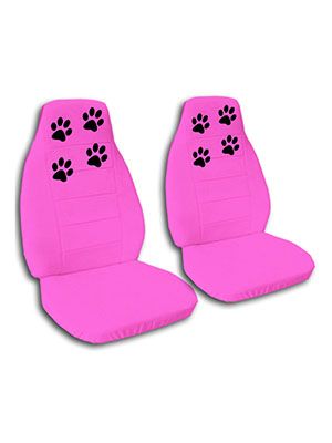 Hot Pink Paw Prints Car Seat Covers