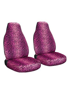 Pink Leopard Print Car Seat Covers, Pink Cheetah Print Car Seat Covers