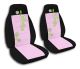 Cute Pink and Black Daisies Car Seat Covers