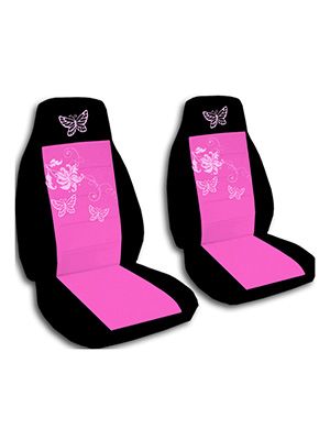 Hot Pink and Black Butterflies Car Seat Covers