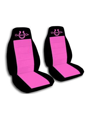 Hot Pink and Black Cowgirl Up Car Seat Covers