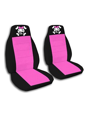 Hot Pink and Black Girly Skull Car Seat Covers