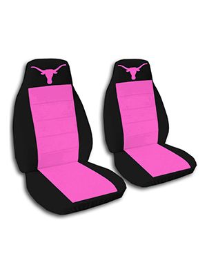 Hot Pink and Black Longhorn Car Seat Covers
