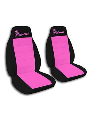 Hot Pink and Black Princess Car Seat Covers