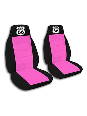 Hot Pink and Black Route 66 Car Seat Covers