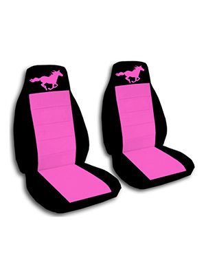 Hot Pink and Black Running Horse Car Seat Covers