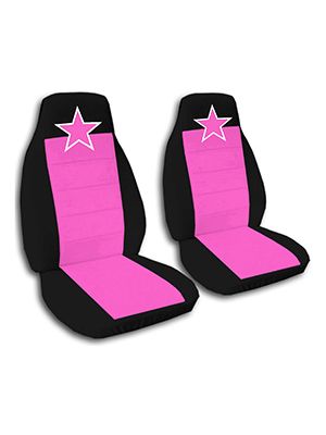 Hot Pink and Black Star Car Seat Covers