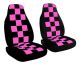 Hot Pink-Black Checkers and Black Car Seat Covers
