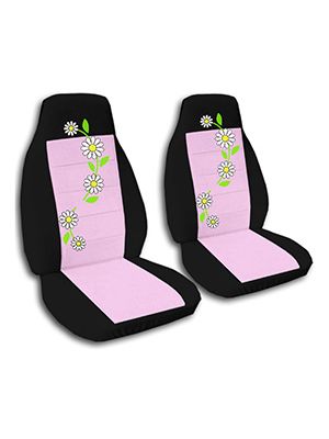 Cute Pink and Black Daisies Car Seat Covers