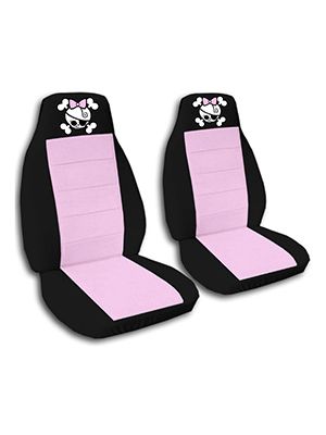 Cute Pink and Black Girly Skull Car Seat Covers