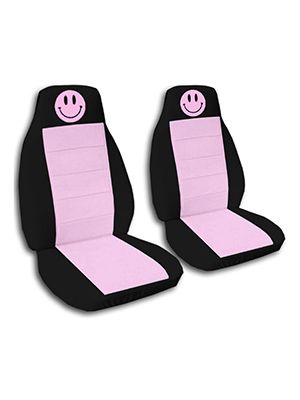 Cute Pink and Black Smiley Car Seat Covers