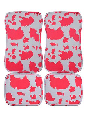 Pink and White Cow Car Floor Mats