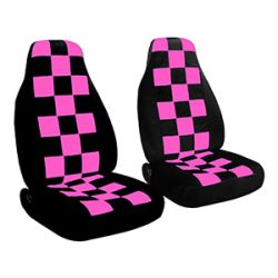 Hot Pink-Black Checkers and Black Car Seat Covers