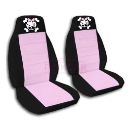Cute Pink And Black Girly Skull Car Seat Covers