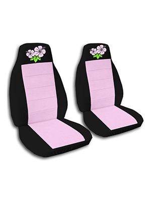 Cute Pink and Black Hibiscus Car Seat Covers