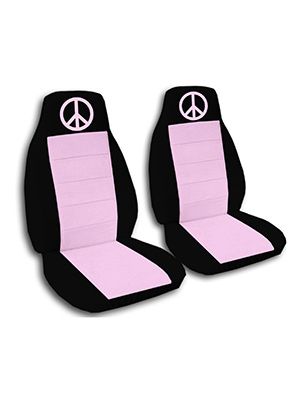 Cute Pink and Black Peace Sign Car Seat Covers
