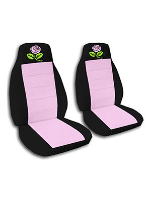 Cute Pink and Black Rose Car Seat Covers