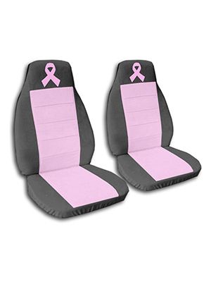 Cute Pink and Charcoal Pink Ribbon Car Seat Covers