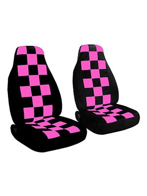 Hot Pink-Black Checkers and Black Car Seat Covers