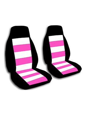 Hot Pink-White Stripes and Black Car Seat Covers