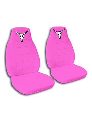 Hot Pink Bull Skull Car Seat Covers