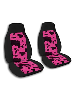 Pink-Black Cow and Black Car Seat Covers