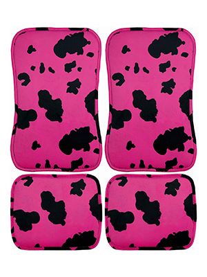 Pink and Black Cow Car Floor Mats