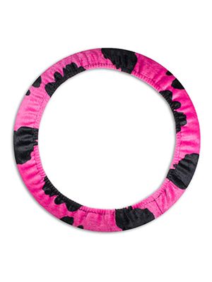Pink and Black Cow Steering Wheel Cover