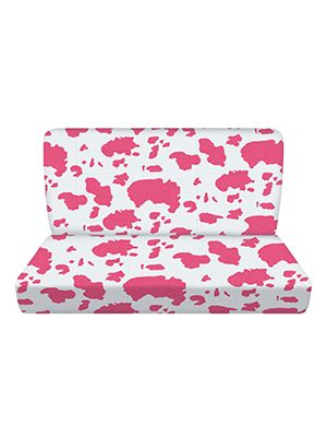 Pink and White Cow Bench Seat Covers