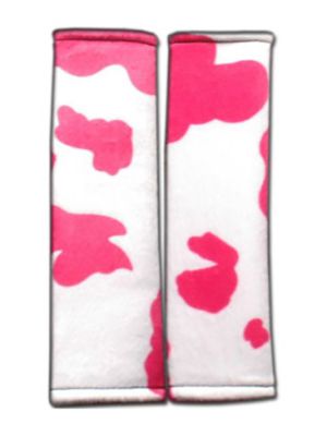 Pink and White Cow Seat Belt Covers